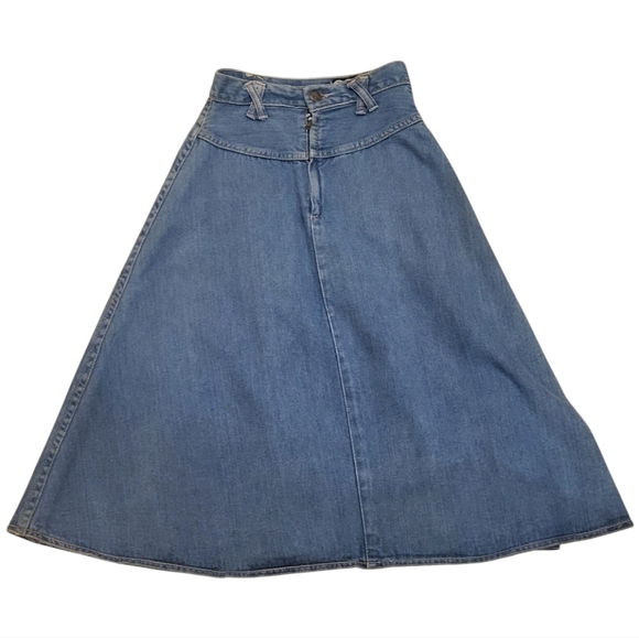GAP Dresses & Skirts - Vintage Gap Western Style Flare A Line Denim Blue Skirt 80s Size 7 Juniors
